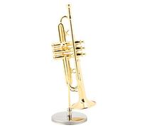 TOPINCN Modelo de Trompeta en Miniatura con Soporte y Estuche, Adorno de Instrumento de Latón para Decoración, Regalo para Niños y Músicos, Dorado, 5oz