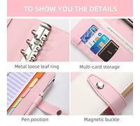 TOPINCN Organizador de Presupuesto de Cuero PU A6 con Hebilla Planificador Financiero para Presupuestar Juego de Organizador de Carpetas para Ahorrar Dinero Adecuado para Viajes en Casa Oficina