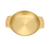 TOPINCN Paellera de Acero Inoxidable, Sartén de Calentamiento Uniforme Fácil de Limpiar de Grado Comercial con Asas Dobles, para Estufa a Gas, Cocinar Fideos de Mariscos (Pequeño 26x5cm)