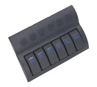 TOPINCN Panel de Interruptor Eléctrico Marino LED Azul de 6 Bandas con Protector de Sobrecarga para Barco RV DC12V 24V