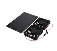 TOPINCN Panel Solar Doble Ventilador 10W Impermeable Al Aire Libre Portátil para Invernadero Gallinero RV Coche, Plástico de Silicona 12V 2A