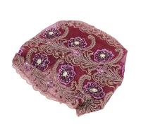 TOPINCN Pañuelo para la Cabeza para Mujer, Envoltura para la Cabeza de Felpa de Encaje Transpirable con Decoración de Cuentas Pequeñas, para Uso Diario, Ocasiones Especiales, Actividades (morado