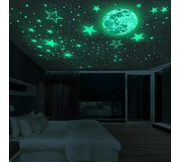 TOPINCN Pegatinas de Pared 3D, Pegatinas de Estrellas Que Brillan en la Oscuridad para Techo, Estrellas Luminosas y Calcomanías de Pared de Luna, Estrellas Fluorescentes Adhesivas y (30cm)
