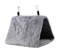 TOPINCN Peonía Loro Hamaca Aves Nido Cálido Suave Felpa Hamaca Colgando Carpa Jaula para Pájaros Loro Invierno Cálido Cama Mascota Juguete Bolsa Algodón Cama(S- Gris)