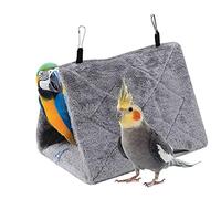TOPINCN Peonía Loro Hamaca Aves Nido Cálido Suave Felpa Hamaca Colgando Carpa Jaula para Pájaros Loro Invierno Cálido Cama Mascota Juguete Bolsa Algodón Cama(M- Gris)