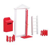 TOPINCN Pequeña Puerta de Hada de los Dientes de Madera, Casa de Muñecas de Color Saturado, Puerta de Madera en Miniatura para Casa de Muñecas 1:12, Material de Abedul (Rojo)