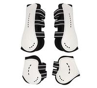 TOPINCN Polainas Delanteras para Caballos, Hebilla de Sujeción Estable con Absorción de Sudor Frontal Abierta Blanca Botas de Tendón de Caballo Ajustables para Saltar (L)