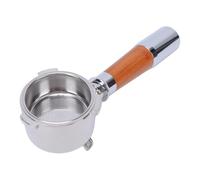 TOPINCN Portafiltro de Acero Inoxidable de 51 Mm con Mangos de Nogal, 3 Orejas, para Máquinas de café Espressos (Caño doble con fondo)