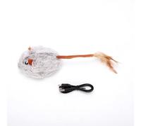 TOPINCN Ratón Eléctrico Juguete para Gatos Juguete Interactivo para Mascotas con Sonido Chirriante de Plumas Esponjosas para Gatos Perros Batería Recargable de 300 MAh Modos de Sonido