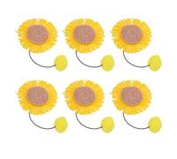 TOPINCN Recargas de Varita de Repuesto para Teaser para Gatos 6 Piezas de Juguete Interactivo para Gatos de Girasol con Pompón Colgante de Tela Antimordedura para Juegos en Interi (Yellow)