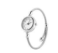 TOPINCN Reloj Analógico de Cuarzo Redondo con Correa de Aleación para Mujer, Reloj de Pulsera Abierto Creativo para Uso Diario (Placa Blanca Digital)
