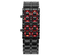 TOPINCN Reloj de Pulsera LED Elegante Reloj de Pareja para Estudiantes Banda de Acero Negro 21 Cm Diseño único Pantalla de Tiempo Electrónica (Negro con luz roja)