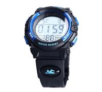 TOPINCN Reloj Deportivo Al Aire Libre 50M Relojes Electrónicos Digitales Impermeables para Niños Caja Luminosa de PC Correa de PU (Blue)
