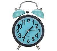 TOPINCN Reloj Despertador, Reloj Despertador Mecánico Doble Campana Movimiento de Cuarzo Ultra Silencioso Mesa de Escritorio Reloj Nocturno para el Dormitorio Y la Decoración del Hogar(Azul)
