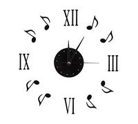 TOPINCN Relojes de Pared Pegatina Nota Musical Notas Musicales 3D Y Números Romanos Disco de Vinilo Diseño Interior Moderno Decoración del Hogar 30-60CM
