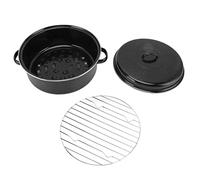 TOPINCN Sartén para Asar Esmaltada Antiadherente, Acabado Moteado Negro, Olla para Barbacoa Doméstica para Batatas, Castañas, Sartenes para Horno para Barbacoa (Cubierta de hierro 28CM)