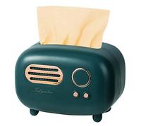 TOPINCN Servilletero, Modelo de Radio Retro, Caja de Pañuelos, Soporte para Toallitas, Secador de Mesa, Dispensador de Hojas, Servilletero Decorativo para Oficina en Casa y Coches (pájaro Lago Verde)