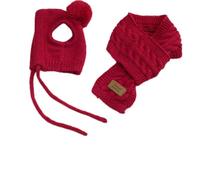 TOPINCN Set de Bufanda de Sombrero de Mascotas de Punto Cálido - Accesorios de Cosplay de Invierno de Perros Divertidos para Cachorros - Tela para la Piel Rojo y Gris S&M para Fiestas de Navidad