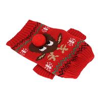 TOPINCN Suéter Navideño para Nieve para Perros, Grueso, para Perros Pequeños y Medianos, Bonito Patrón de Alce, Suéteres Navideños para Mascotas, Ropa de Fiesta de Año Nuevo (Rojo)