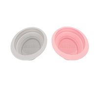 TOPINCN Tazón de Limpieza de Brochas de Maquillaje Compacto y Liviano con Diseño Plegable, Adecuado para Limpiar Polvos y Brochas de Maquillaje, Silicona Reutilizable, 2 Piezas