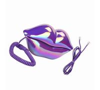 TOPINCN Teléfono Fijo de Diseño Novedoso con Labios Morados Creativos para Oficina en Casa, Teléfono de Moda con Sonido Claro para Uso en el Hogar y la Oficina, de Plástico de Color Morado Oscuro para