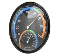 TOPINCN Termómetro Higrómetro Redondo Doméstico para Monitoreo de Temperatura y Humedad, Termómetro con Esfera de PVC Transparente para Invernadero de Almacén de Habitación Familiar, Negro (5")