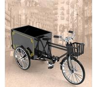 TOPINCN Triciclo Vintage de Aleación Modelo Escala 1/10 con Detalles de Línea de Vida y Función de Carga para Juegos Infantiles y Decoración del Hogar (Black)