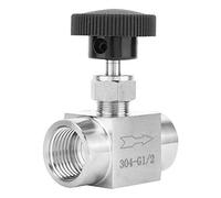 TOPINCN Válvula de Aguja Recta de Rosca Hembra BSPP de Acero Inoxidable 304 para Transmisión de Gasóleo de Agua, Válvula de Bola Recta a Prueba de Fugas para Regulación del Flujo de Agua de Gasóleo,