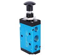 TOPINCN Válvula de Empuje Manual Aleación de Aluminio Confiable 2 Posiciones 3 Vías para Neumático Componente de Aire de 1/4 pulg.