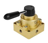 TOPINCN Válvula Manual Palanca Giratoria Hv-02 Pt 1/4"Puerto Control Flujo Aire 3 Posiciones 4 Vías Válvula Palanca Manual Neumática Aire 1.5-8Kgf / Cm²
