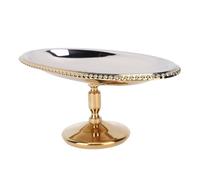 TOPINCN Vaso para Helado con Pie, de Acero Inoxidable 304, Forma Ovalada Dorada con Puntos, Tallo Alto, Base Estable y Pared Interior Lisa, Ideal para Postres, Yogur, Pudín y Ensalada de