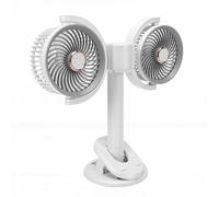TOPINCN Ventilador con de Doble Cabezal, Recargable por USB, Rotación de 360°, Altura Ajustable, Soporte con 3 en 1, Ventilador USB para Colgar para Dormitorio, Escritor