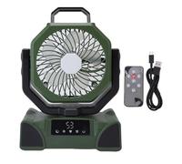 TOPINCN Ventilador de Camping, Ventilador Portátil Recargable con Batería de 20000 MAh para Tienda de Campaña Al Aire Libre con Gancho para Colgar, Refrigeración con Luz LED y Control (F14 Verde)