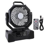 TOPINCN Ventilador de Camping, Ventilador Portátil Recargable con Batería de 20000 MAh para Tienda de Campaña Al Aire Libre con Gancho para Colgar, Refrigeración con Luz LED y Control (F14 negro)