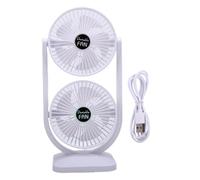 TOPINCN Ventilador de Escritorio de Doble Cabezal Ventilador USB Portátil con Batería Recargable de 3000 MAh Flujo de Aire Bidireccional Ajustable de 3 Velocidades para Uso en