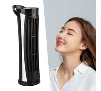 TOPINCN Ventilador de Torre USB con 2 Velocidades, Modo Viento Natural 2 Modos de Iluminación Lámpara de Escritorio Ajustable Compacta para el Hogar, Oficina, Dormitorio, Guardería, (BLACK)
