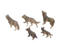 TOPINCN Wild Animal Wolf Figura Juguetes Detalles de la Realeza Animados Modelo de Simulación de Plástico para el Entrenamiento Infantil, Paquete de 5