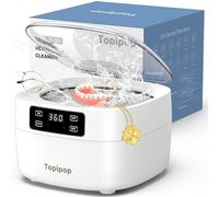 Topipop Dispositivo de limpieza ultrasónica, 48000 Hz, limpiador ultrasónico, 750 ml, limpiador ultrasónico de 5 modos, para limpiar gafas, joyas, relojes, anillos, cuchillas de afeitar, etc. (blanco)