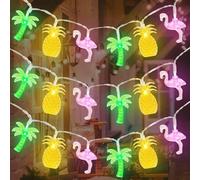 TOPJOWGA Cadena de Luces Hawaiana, 3M 20LED Guirnalda Hawaiana, Piña Flamingo Palmera Luces de Cuerda a Batería, Decorativas para Hawaian Interior y Exterior