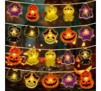 TOPJOWGA Guirnalda de luces de Halloween, 3 m, 20 ledes, Halloween, calabaza, murciélago, esqueleto, cadena de luces, fantasmas para colgar, luces decorativas para Halloween, Navidad, fiestas