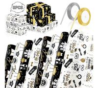 TOPJOWGA Hoja de Papel de Regalo para Graduación, 8 Hojas, Papel Para Envolver Regalos, 70 x 50cm