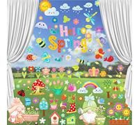 TOPJOWGA Pegatinas de Ventana de Primavera, 9 Piezas Grande Pegatinas Pared Decorativos Pegatinas de Anticolisión Calcomanías de Ventana Mariposa Pájaro Flores Árbol Decoración Fiesta