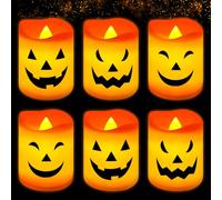 TOPJOWGA Velas Led, 6 Piezas Velas Luces, Halloween Vela Candelita LED sin llama, Luces de té sin Llama Velas, Flameless Candle Halloween Fiestas Decoracion