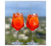 Topkapi Aperol Spritz - Vasos de cristal (4 piezas, tamaño XXL, apto para lavavajillas, sin plomo, resistente a roturas, incluye juego de pajitas de cristal de 7 piezas)