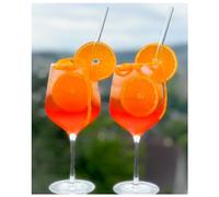 Topkapi Elite Aperol Spritz - Juego de Copas de cóctel (6 Vasos de Cristal, sin Plomo, Especialmente para Aperol Spritz con 6 pajitas de Cristal, 625 ml, Completo para 6 Personas)