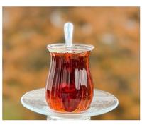 Topkapi - Juego de té turco de 18 piezas Emine-Sultan, 6 vasos de té, 6 posavasos, 6 cucharillas de té, juego completo.
