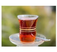 Topkapi Sultán de Leyla Vasos de té, Transparente con Detalles Dorados, Juego de 18 Piezas