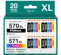 Topkolor 570XL 571XL Compatible para Canon PGI-570 XL CLI-571 XL Cartuchos de Tinta Compatible con Canon Pixma MG5750 MG5753 MG6851 MG5751 MG6850 TS5050 TS5051 TS6050 TS6052 TS5055 (20 Pack)