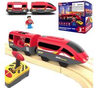 TOPLIVING Tren de locomotora a pilas, tren teledirigido para juego de rieles, potentes trenes de locomotora, apto para todas las marcas comunes de sistemas ferroviarios (sin pistas de madera)