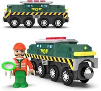 TOPLIVING Tren de locomotora de acción a pilas (conexión magnética) - Potente juego de pistas de bolas de locomotora compatible con Thomas, Brio, Chuggington - Juguete de tracción para niños pequeños